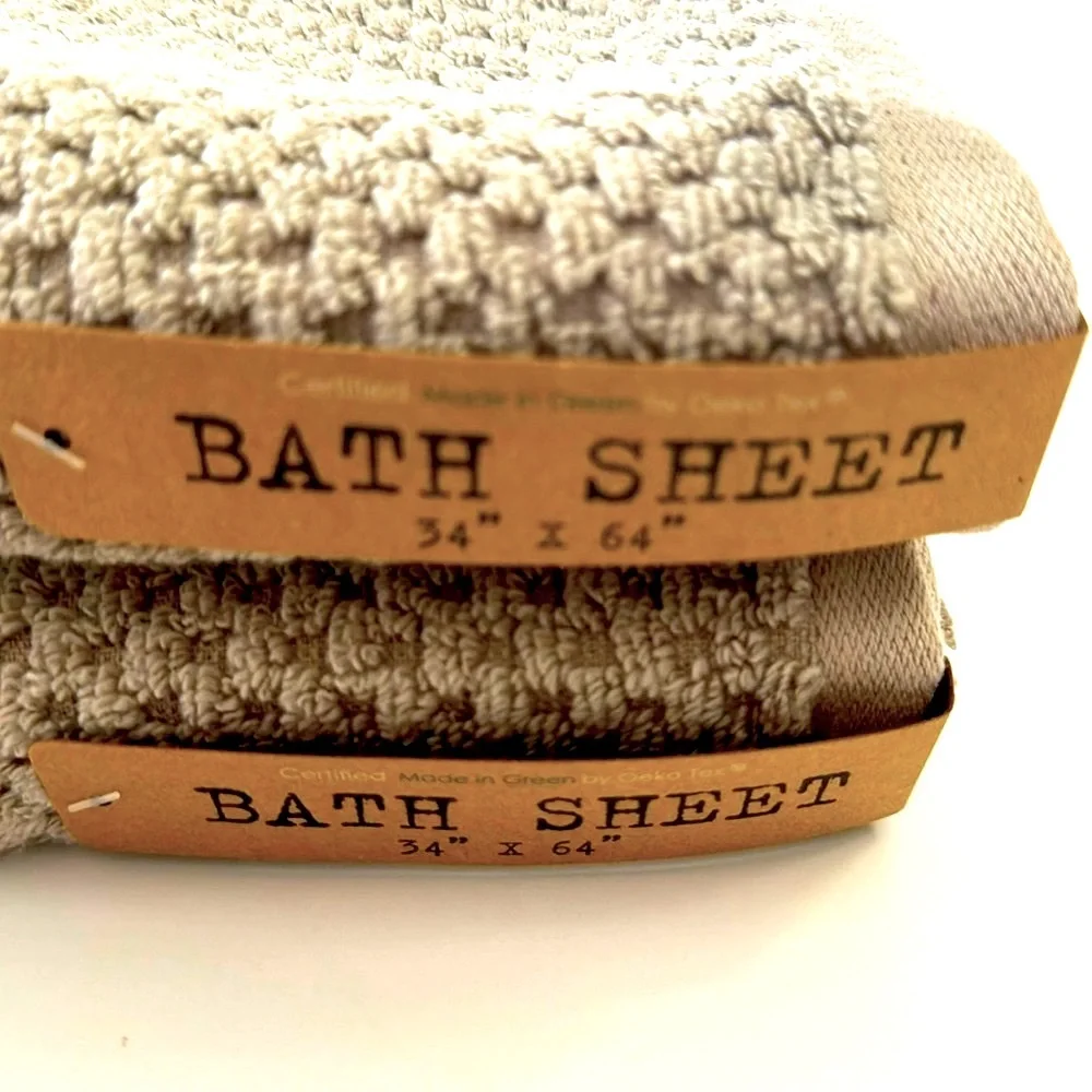 2pc ECOEXISTENCE Bamboo Zero Twist Loops Bath Sheet Towel Set - Dove21